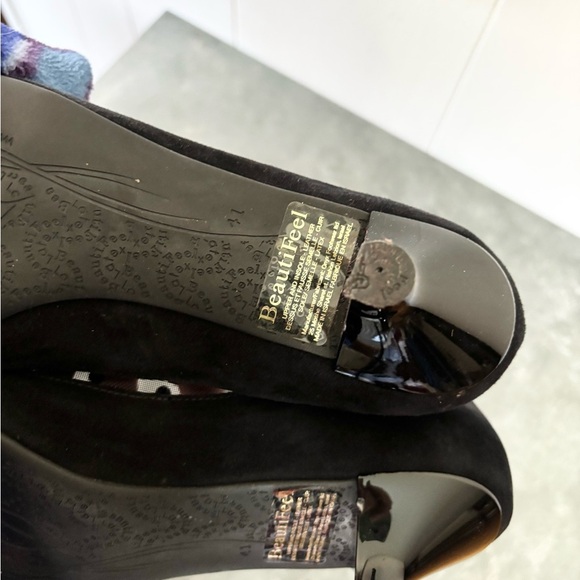 Beautifeel black varin kitten heels Swiss dot leather suede size 9.5 (EU 41) - Picture 5 of 6